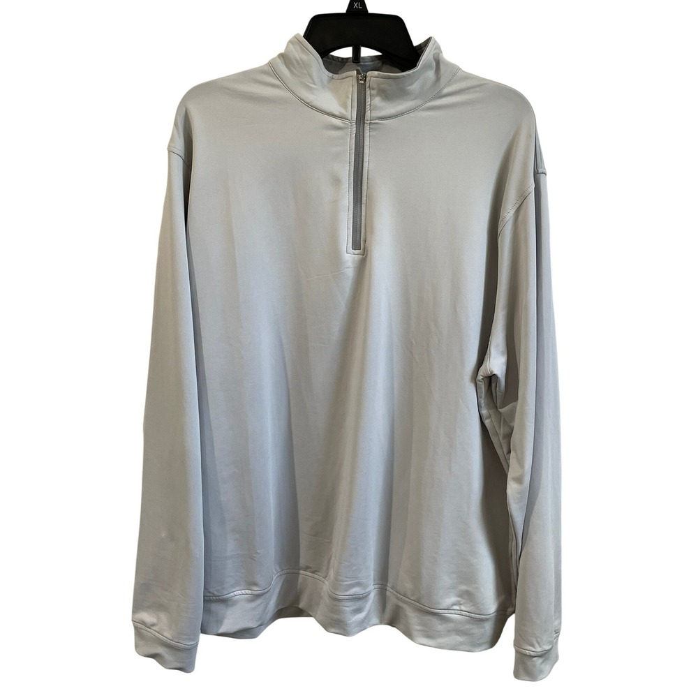 Magaschoni Mens XL Quarter Zip Pullover Light Grey Long Sleeve Stretch Top Golf